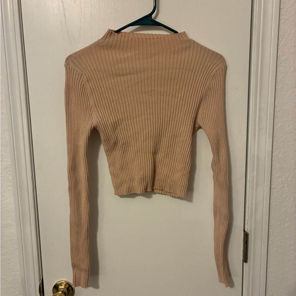 Ribbed Tan/Brown/Green Women's Tops